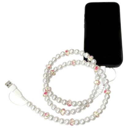 Beaded Phone Charger • Pearl Blossom