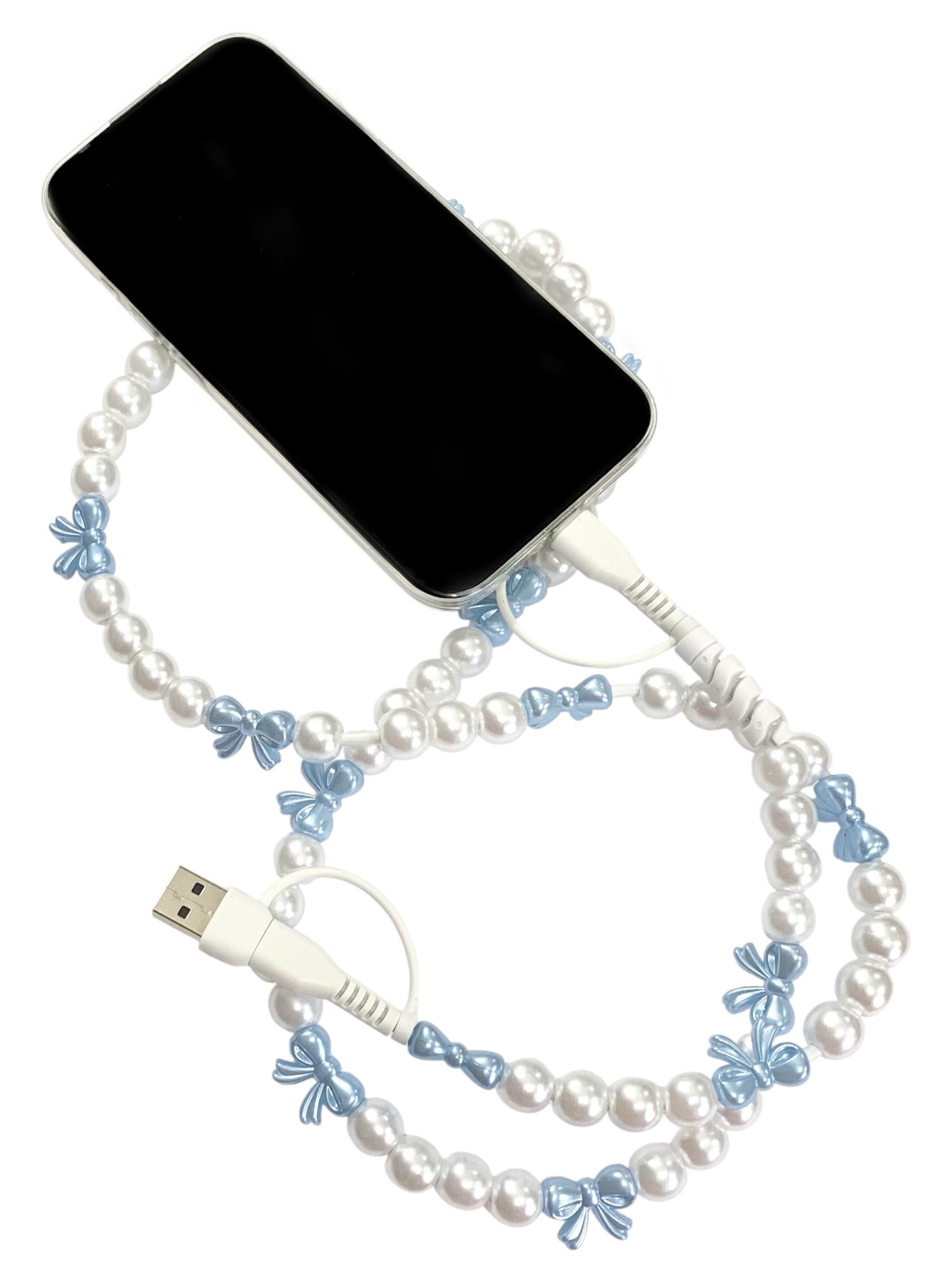 Beaded Phone Charger • Blue Bell