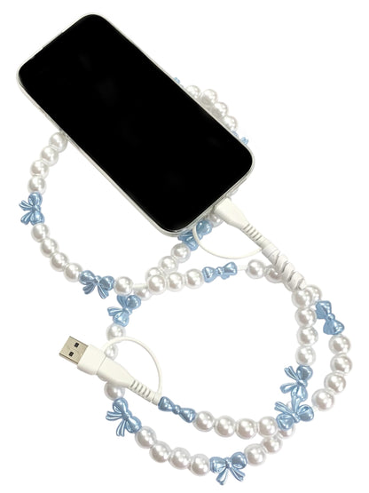 Beaded Phone Charger • Blue Bell