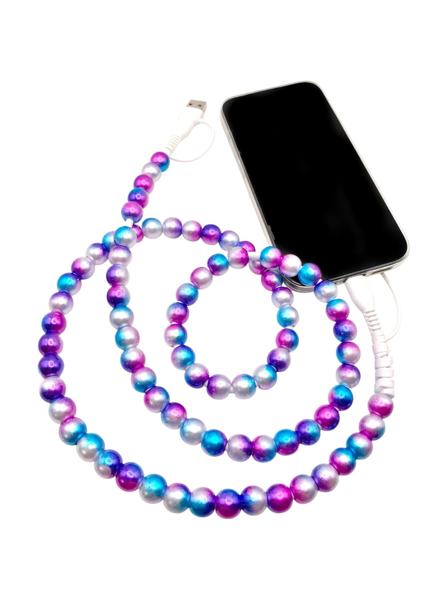 Beaded Phone Charger • Cotton Candy