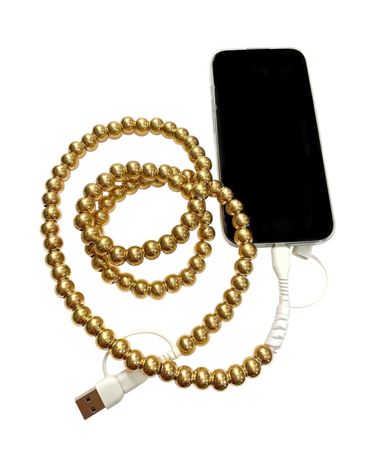 Beaded Phone Charger • Gold Rush