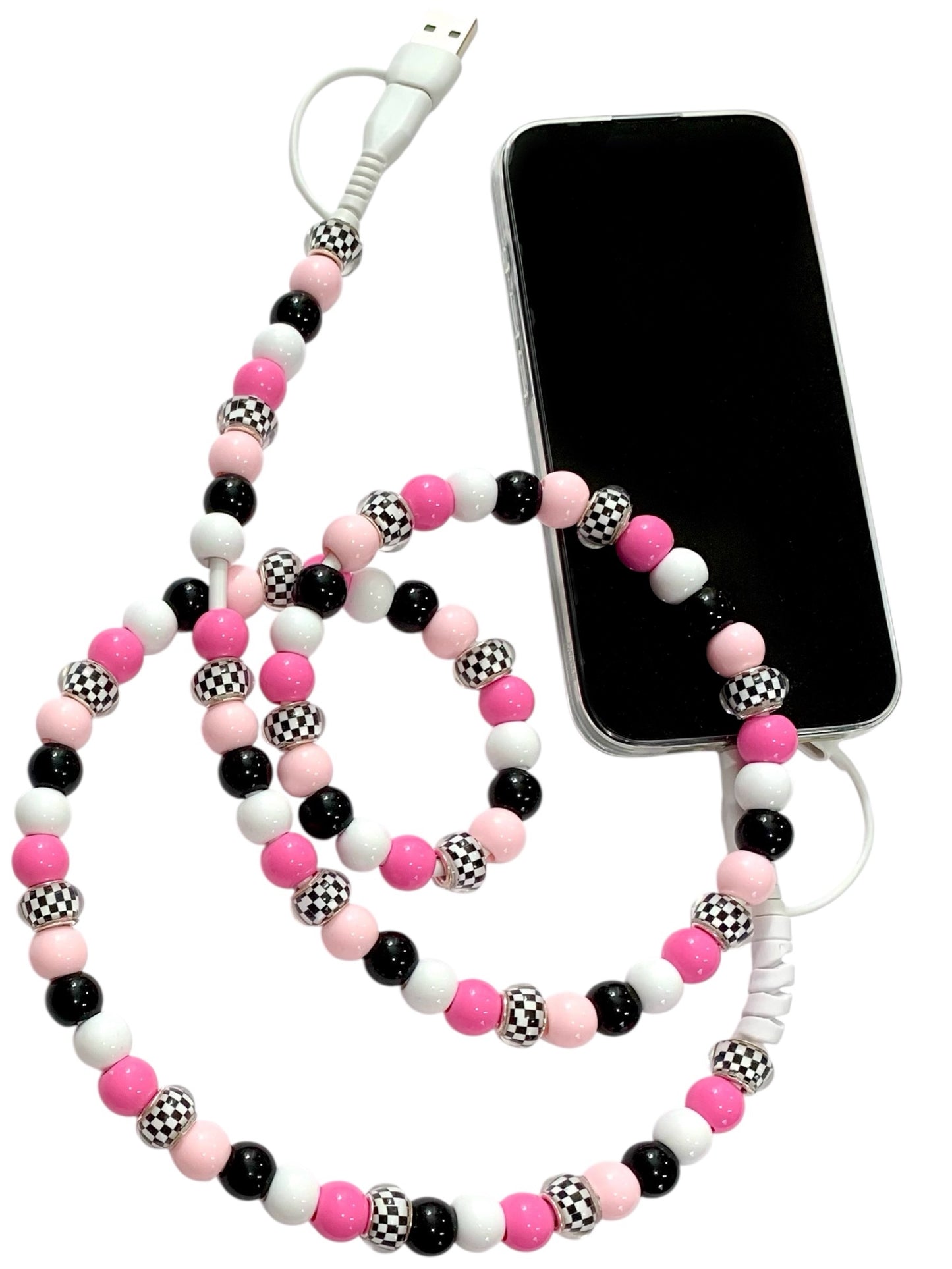Beaded Phone Charger • Checkerboard