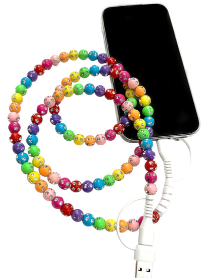 Beaded Phone Charger • Rainbow Crush
