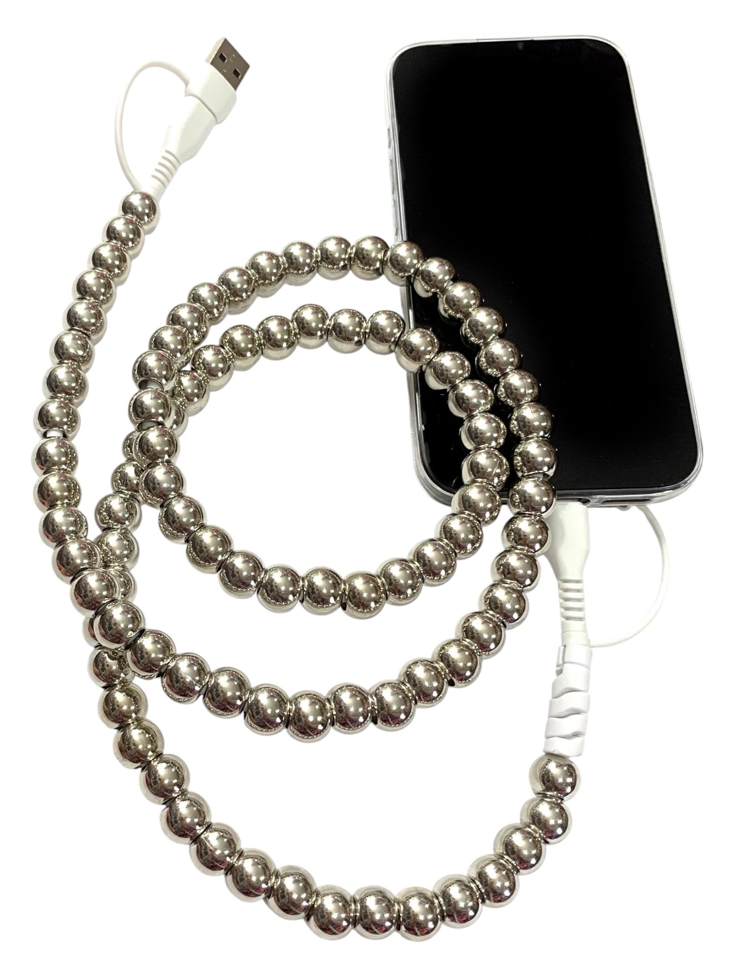 Beaded Phone Charger • Silver Lining