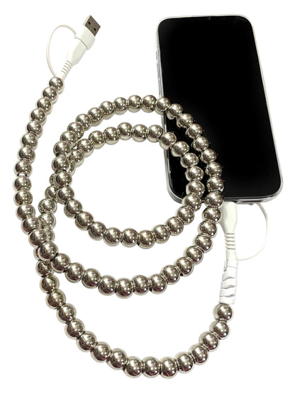 Beaded Phone Charger • Silver Lining