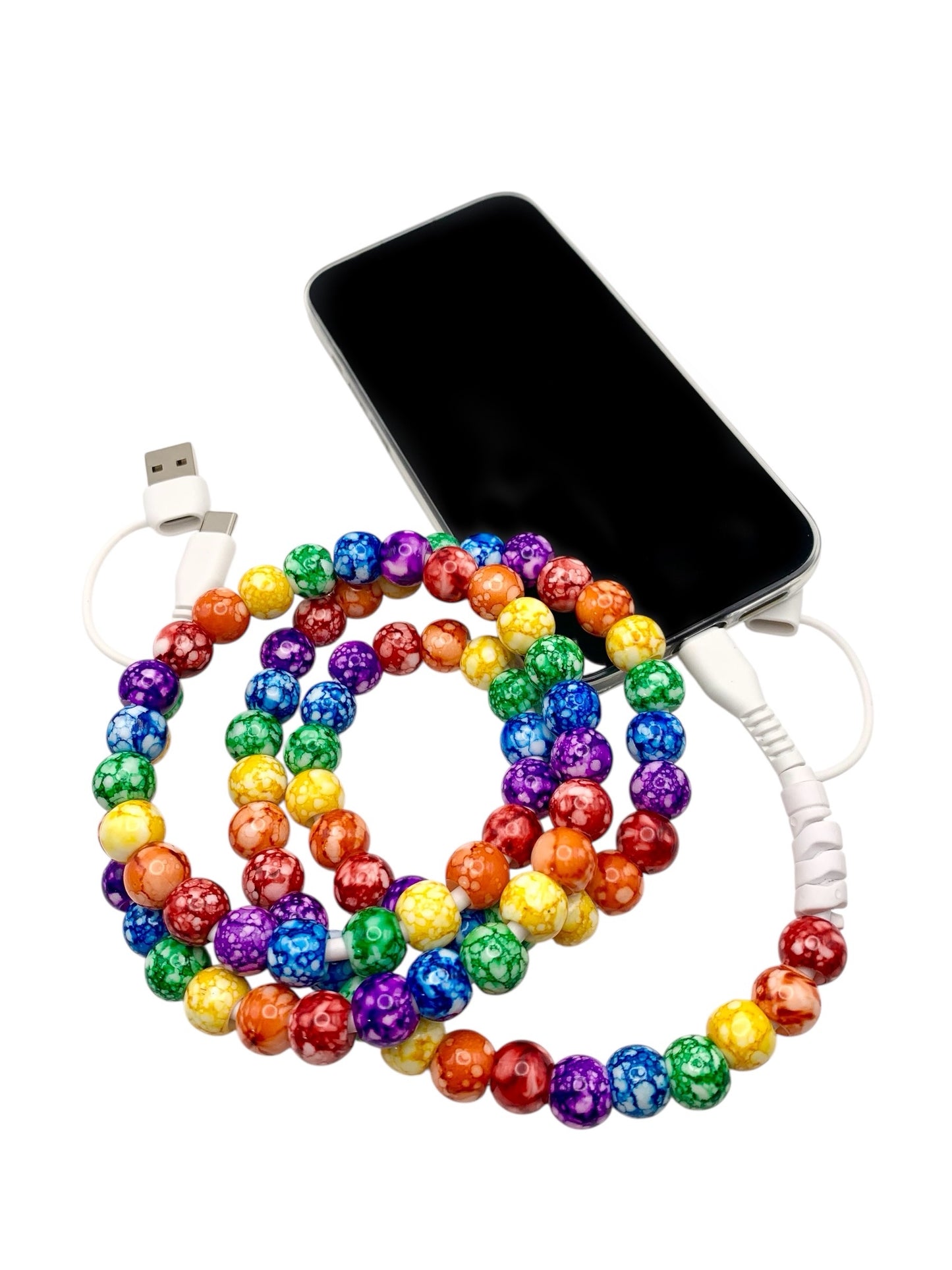 Beaded Phone Charger • Over The Rainbow