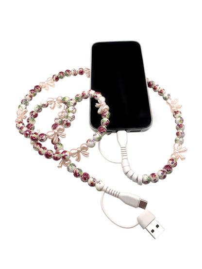 Beaded Phone Charger • Blushing Bowquet