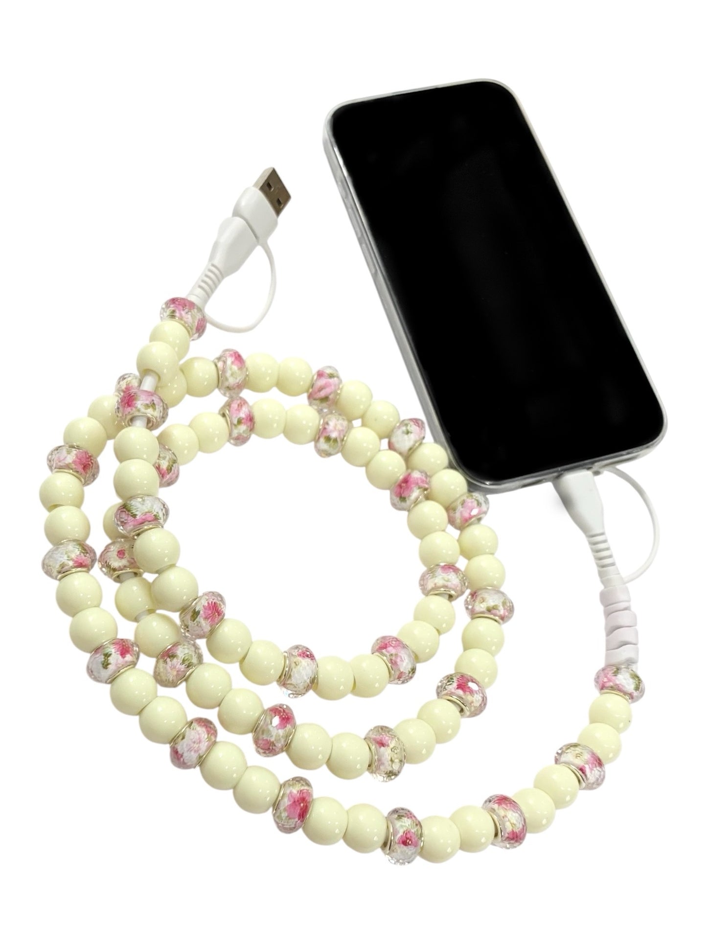 Beaded Phone Charger • Mellow Yellow