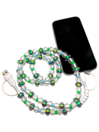 Beaded Phone Charger • Peacock Glow