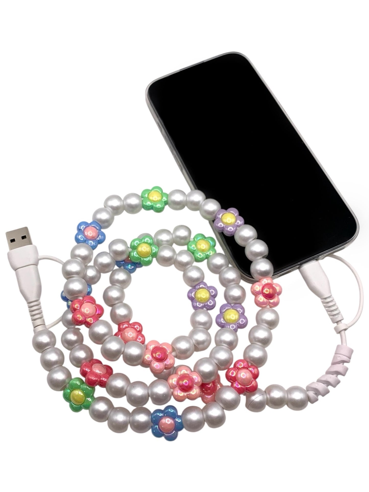 Beaded Phone Charger • Petals & Pearls