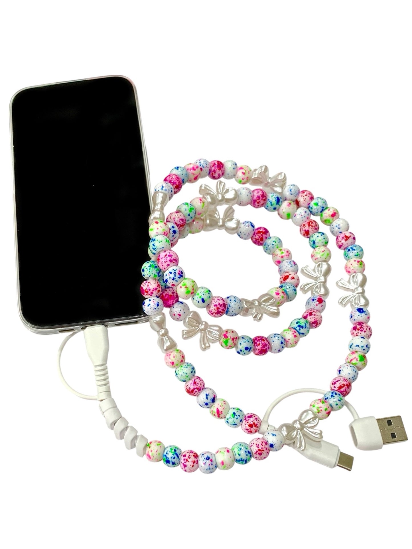 Beaded Phone Charger • Confetti