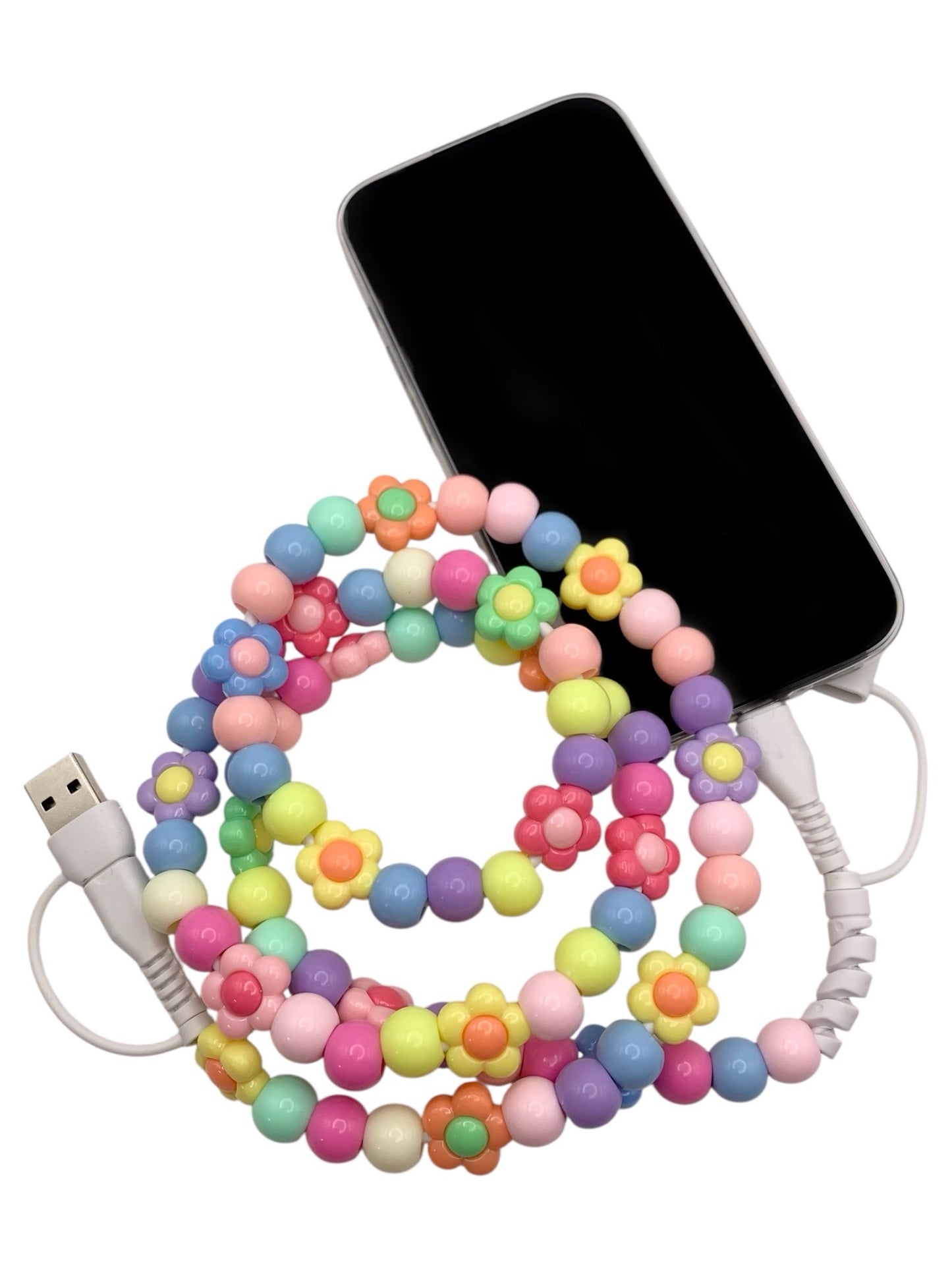 Beaded Phone Charger • Flower Power