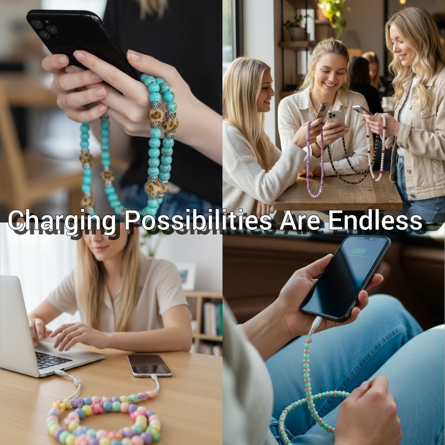 Beaded Phone Charger • Blooming Garden