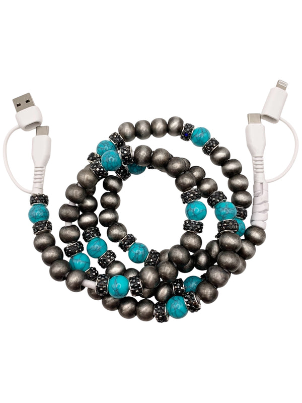Beaded Phone Charger • Metallic Splash