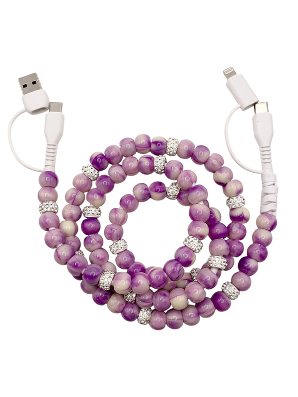 Beaded Phone Charger • Purple Pizazz