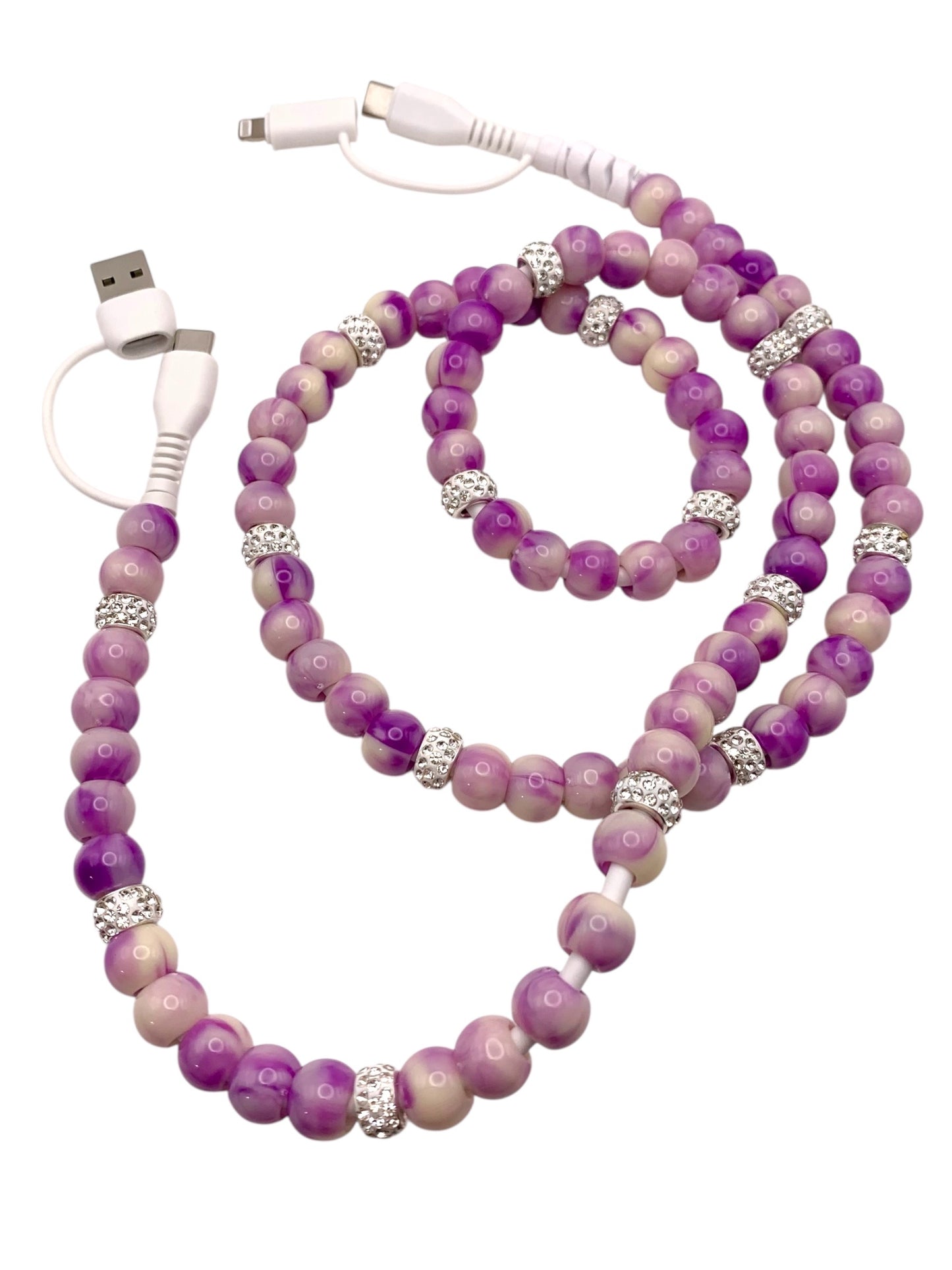 Beaded Phone Charger • Purple Pizazz