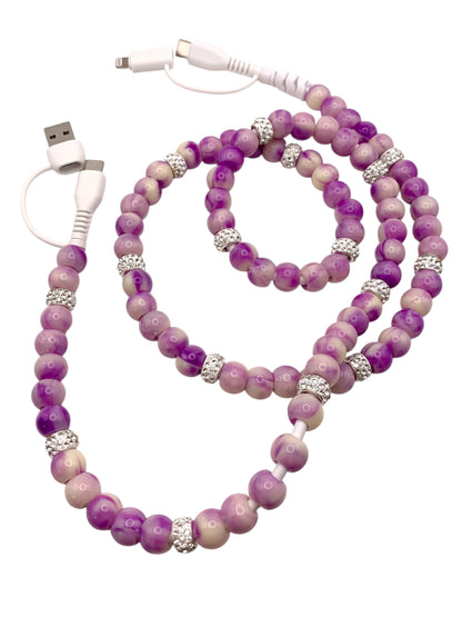 Beaded Phone Charger • Purple Pizazz