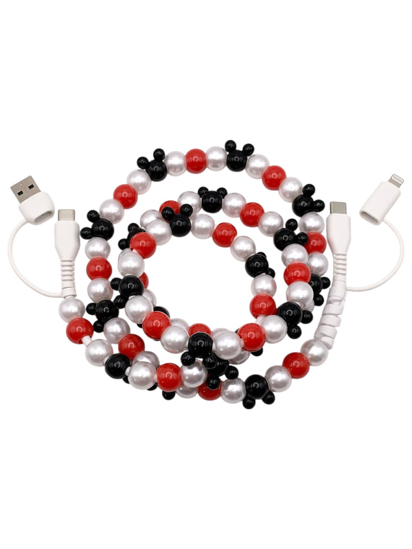 Beaded Phone Charger • Black Mouse Ears