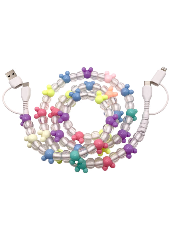 Beaded Phone Charger • Pastel Mouse Ears