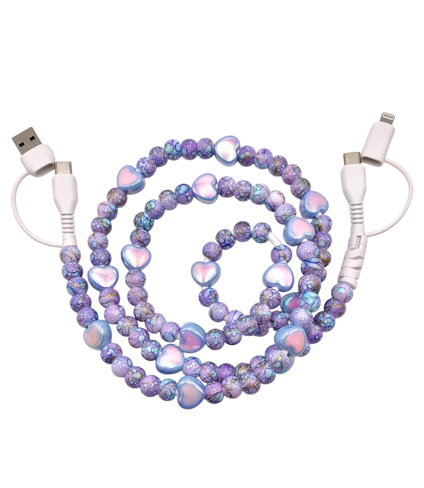 Beaded Phone Charger • Purple Sweetheart