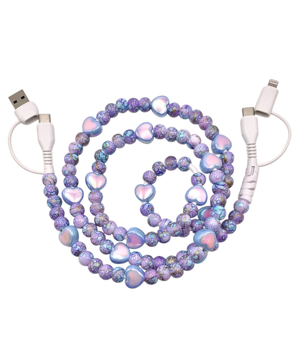 Beaded Phone Charger • Purple Sweetheart