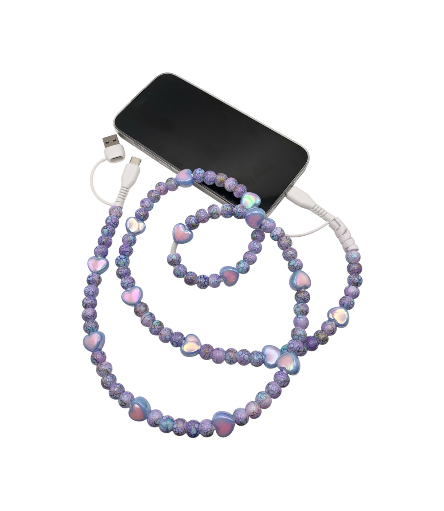 Beaded Phone Charger • Purple Sweetheart
