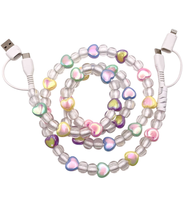 Beaded Phone Charger • Candy Hearts