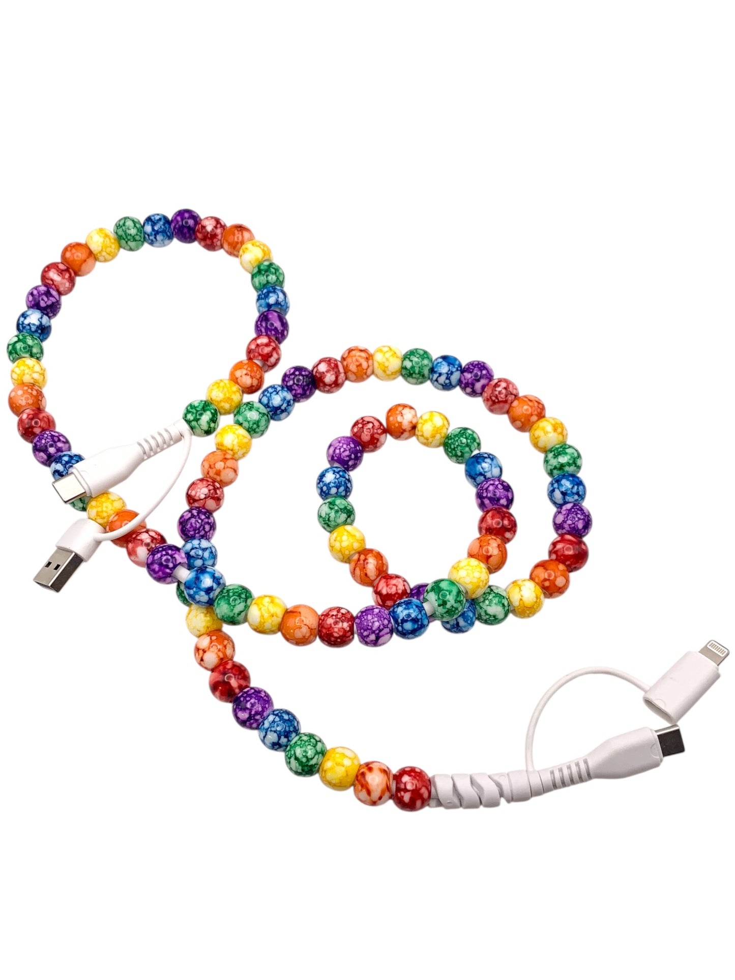 Beaded Phone Charger • Over The Rainbow