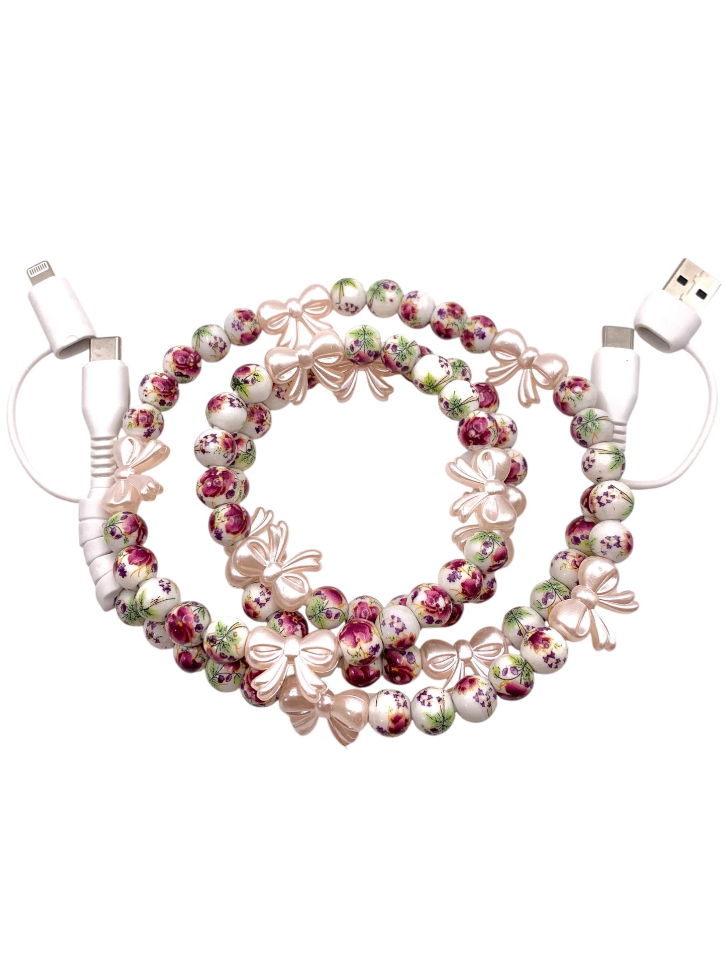Beaded Phone Charger • Blushing Bowquet