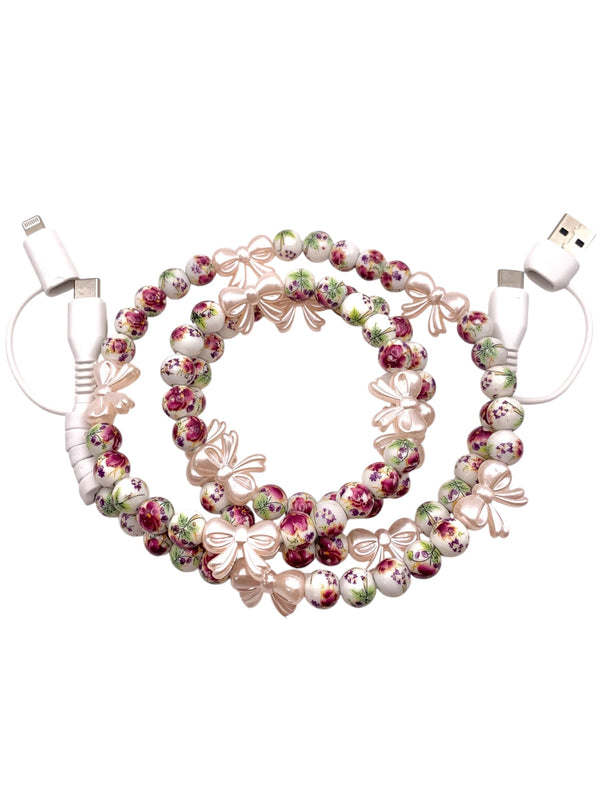 Beaded Phone Charger • Blushing Bowquet