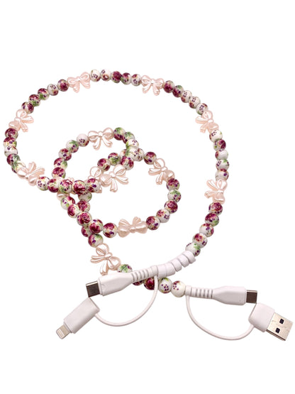 Beaded Phone Charger • Blushing Bowquet