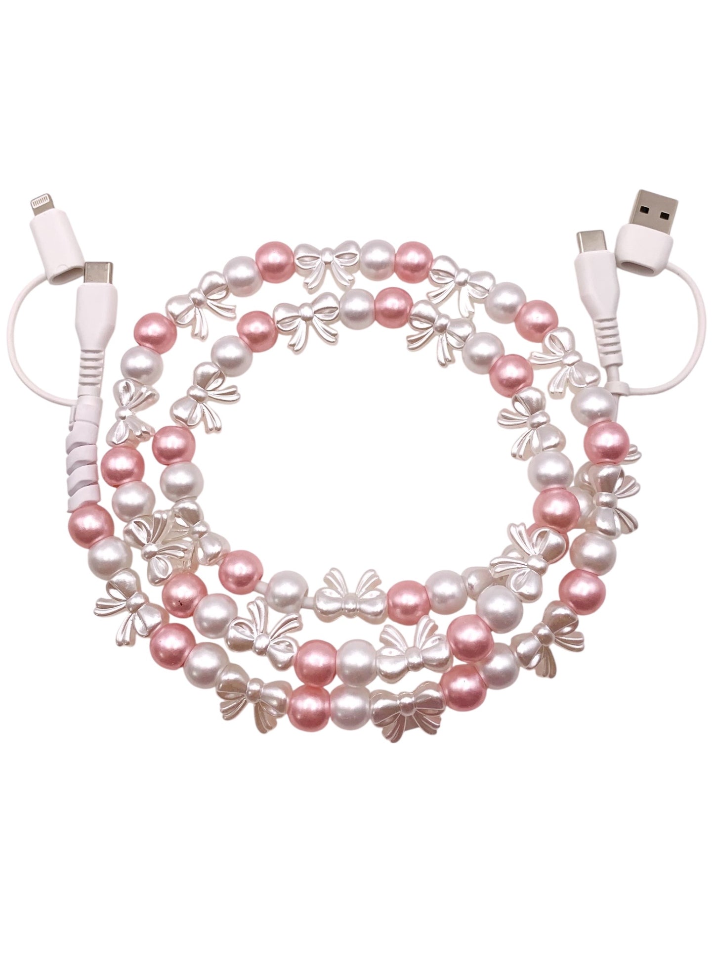 Beaded Phone Charger • Pearl Princess
