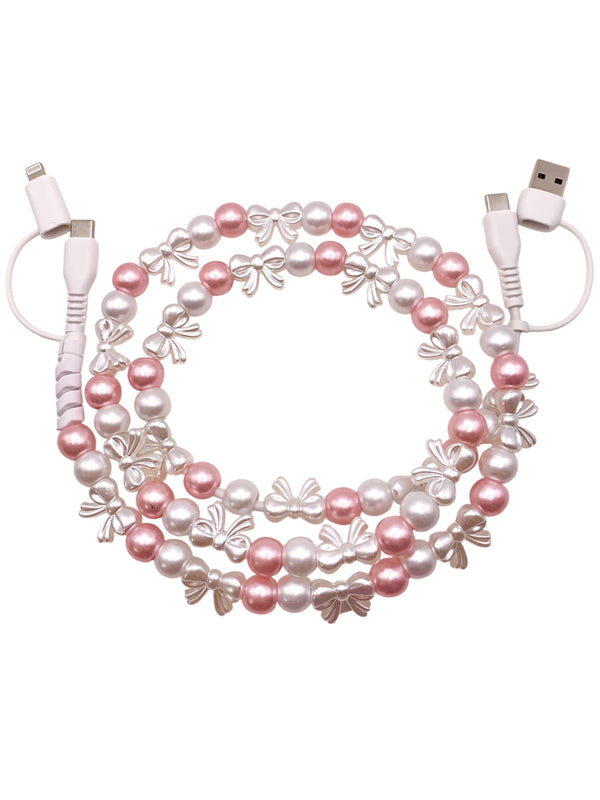 Beaded Phone Charger • Pearl Princess