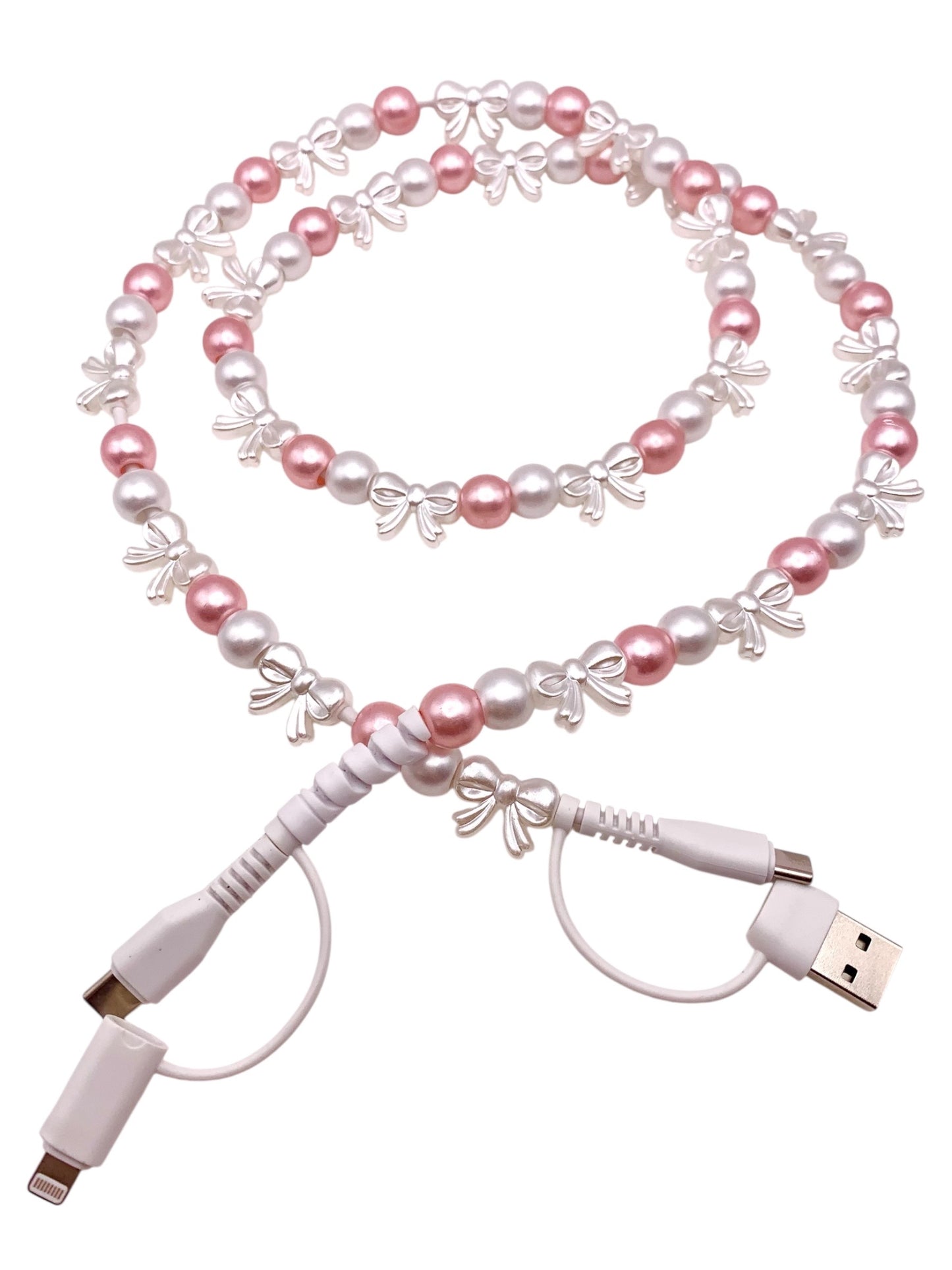 Beaded Phone Charger • Pearl Princess