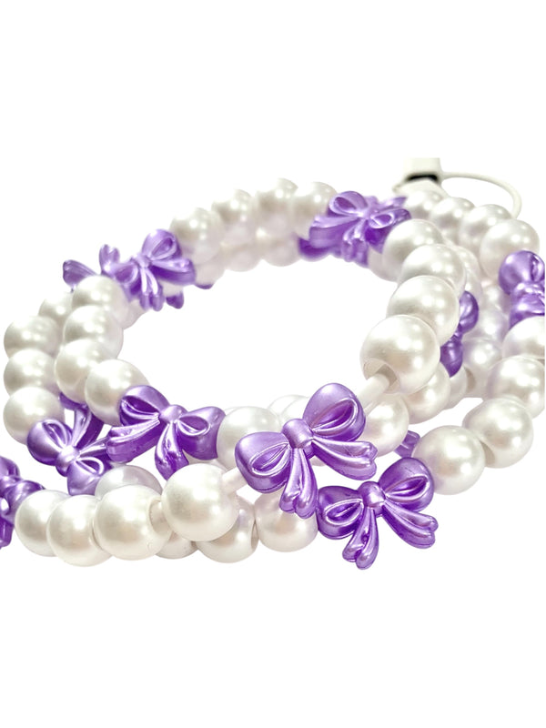 Beaded Phone Charger • Darling Purple Bows