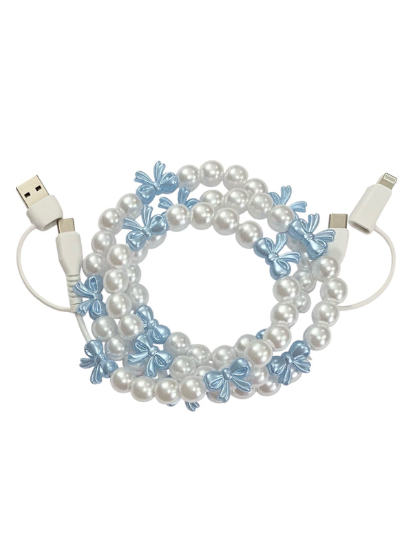Beaded Phone Charger • Darling Blue Bows