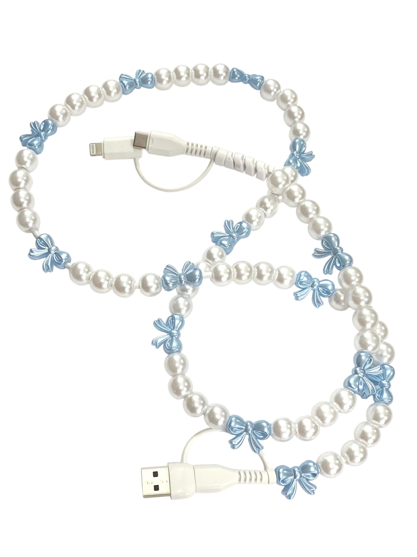 Beaded Phone Charger • Blue Bell