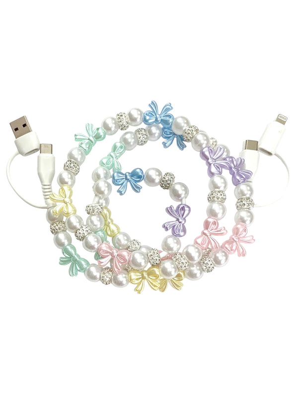 Beaded Phone Charger • Rhinestone Pastel Dreams