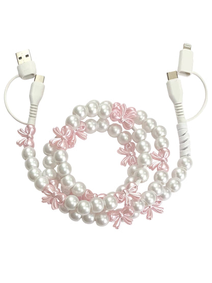 Pink Sugar beaded cell phone charger