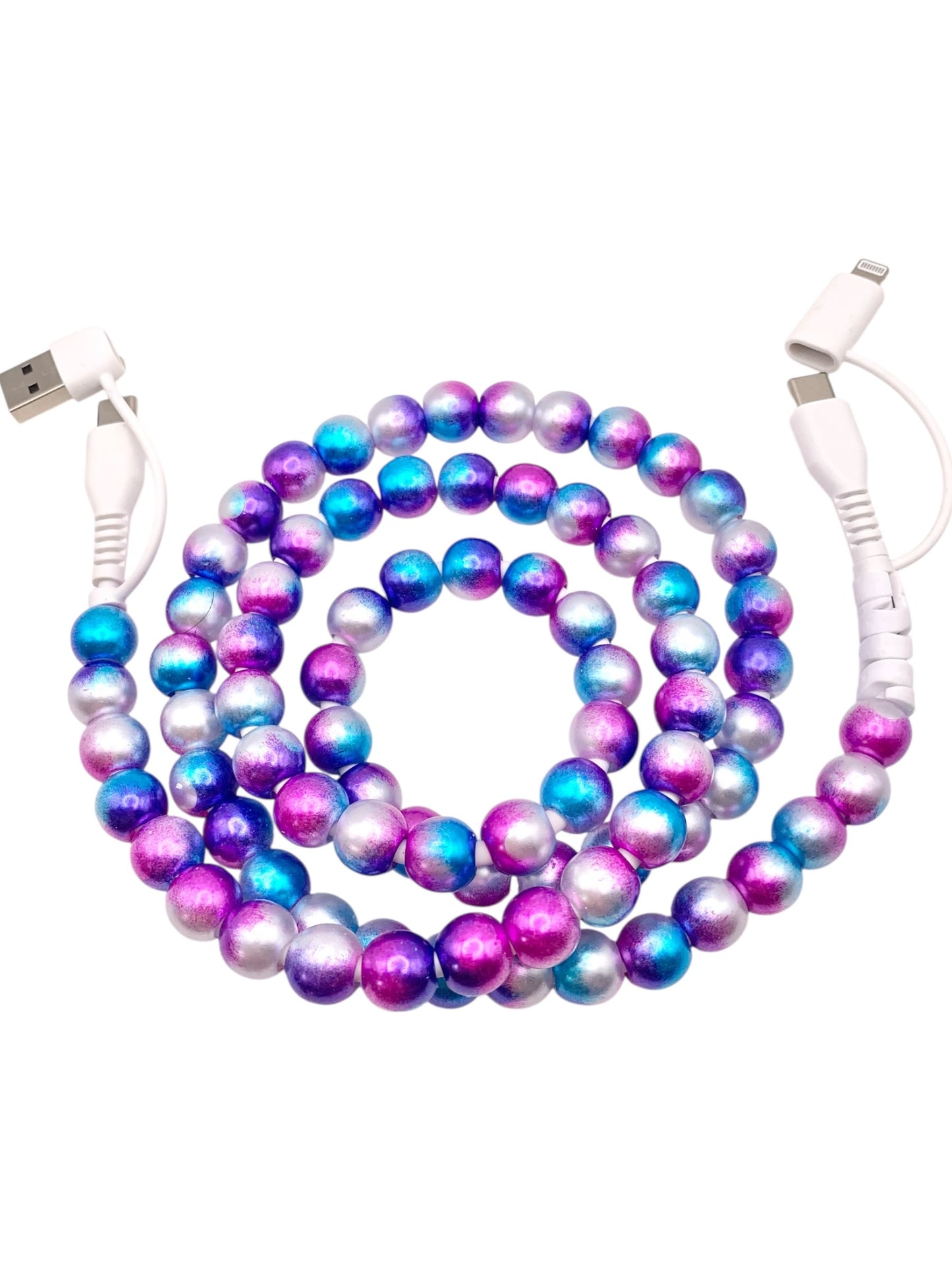 Beaded Phone Charger • Cotton Candy