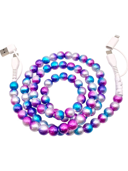 Beaded Phone Charger • Cotton Candy