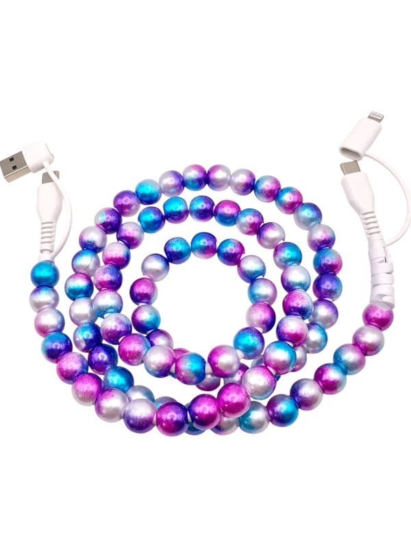 Beaded Phone Charger • Cotton Candy