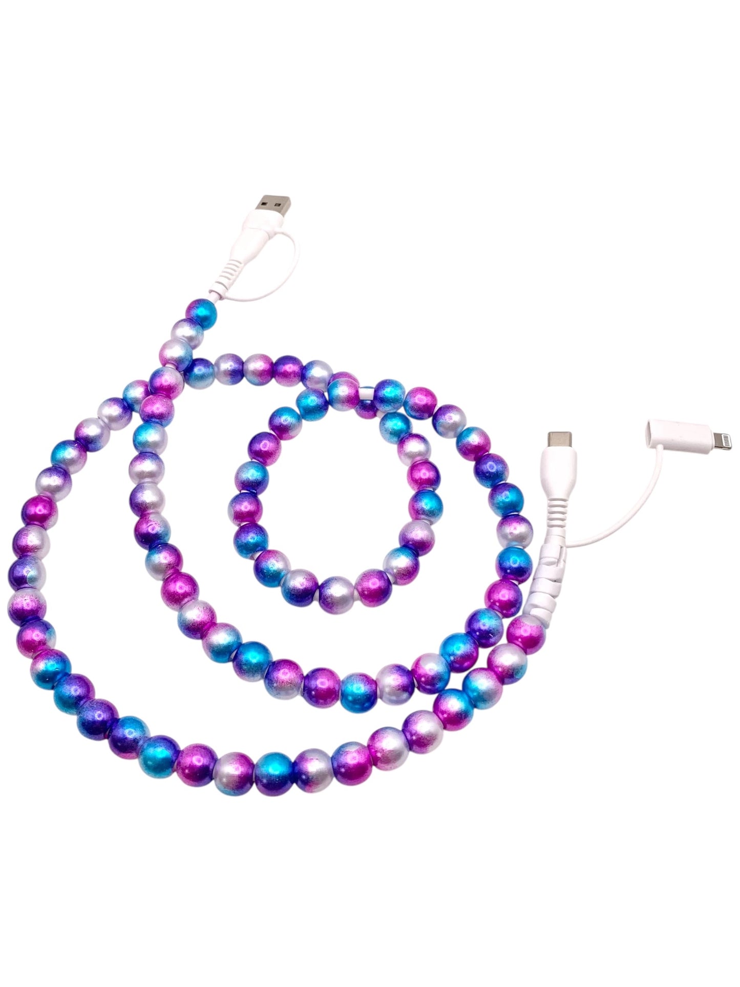 Beaded Phone Charger • Cotton Candy
