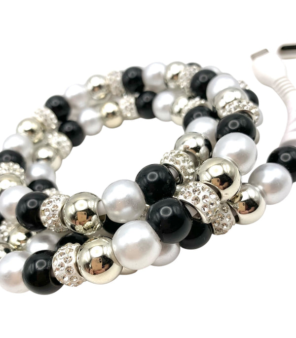 Beaded Phone Charger • Black Tie