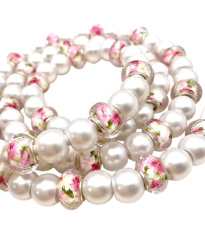 Beaded Phone Charger • Pearl Blossom