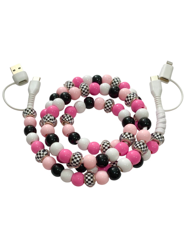 Beaded Phone Charger • Checkerboard