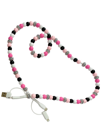 Beaded Phone Charger • Checkerboard