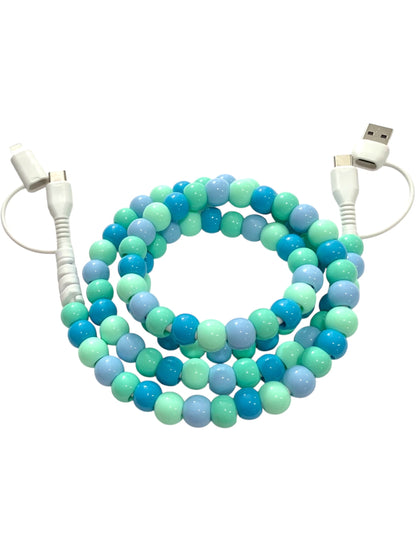Beaded Phone Charger • Sea Breeze