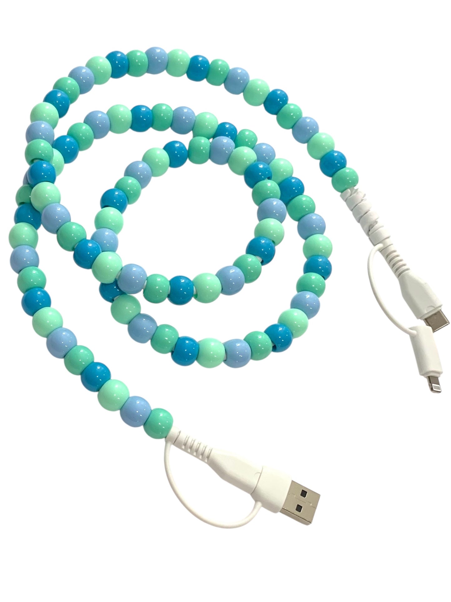 Beaded Phone Charger • Sea Breeze