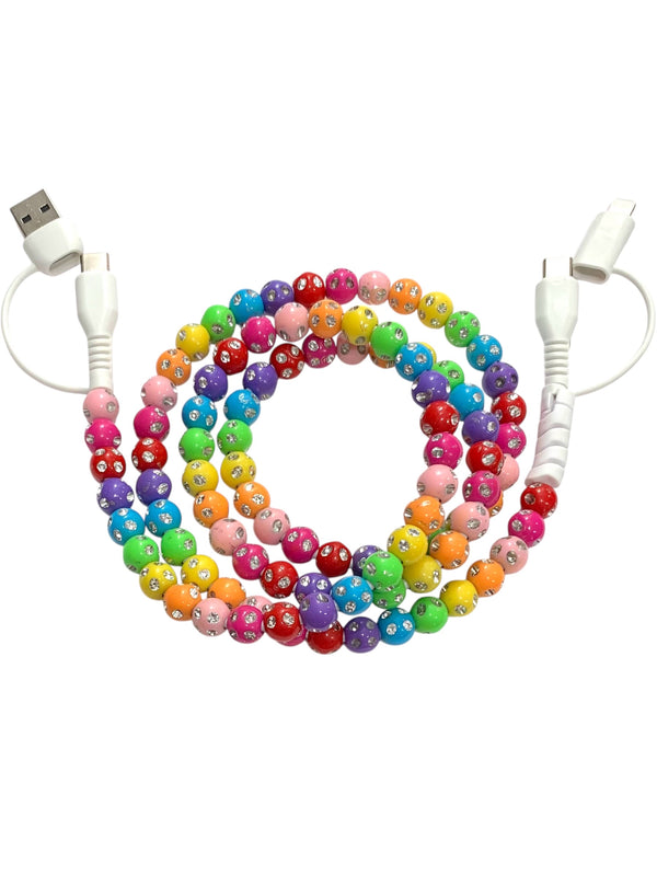 Beaded Phone Charger • Rainbow Crush